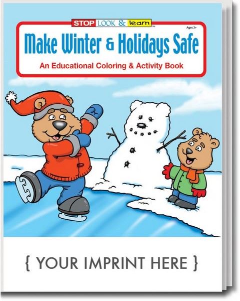 CS0510 Make Winter & Holidays Safe Coloring and Activity Book with Custom Imprint